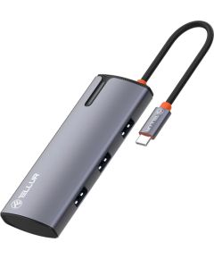 Tellur USB-C hub, PD 3.0 100W, HDMI, 3xUSB 3.0 grey