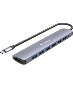 Sandberg 136-40 USB-C to 7 x USB 3.0 Hub