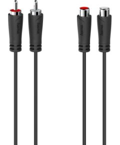 Hama 00205259 Audio Extension Cable, 2 RCA Plugs - 2 RCA Sockets 1.5m