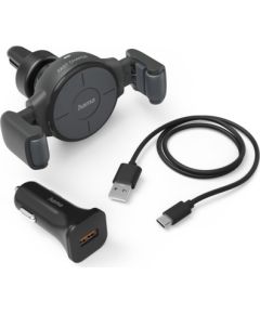 Hama 00201677 FC10 Flex-Set Car Mobile Phone Charger 10W Wireless, QI Charge, anthracite