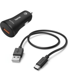 Hama 00183231 Car Charger, USB Type-C QC 3.0 3A,  Black