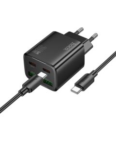 Сетевая зарядка Hoco N56 2xUSB-C/2xUSB-A PD30W + USB-C to USB-C cable 1.0m черная