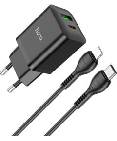 Сетевая зарядка Hoco N28 PD20W+QC3.0 + Lightning черная