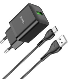 Сетевая зарядка Hoco N26 USB-A Quick Charge 3.0 18W + Type-C черная