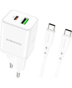 Сетевая зарядка Borofone BN7 Type-C 20W/USB-A 18W PD20W+QC3.0 + Type-C белая