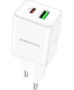 Сетевая зарядка Borofone BN7 Type-C 20W/USB-A 18W PD20W+QC3.0 белая