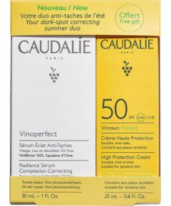 Caudalie Set Caudalie: Vinosun, Sun Protection, Sunscreen Cream, SPF 50, 25 ml + Vinoperfect, Vegan, Anti Spot, Day & Night, Serum, For Face, 30 ml Unisex