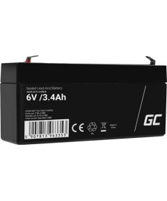 Maintenance-free AGM VRLA Green Cell AGM38 6V 3.4Ah Battery (for alarm system, cash register, toy)