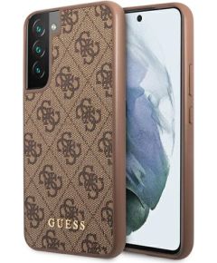 Guess GUHCS22SG4GFBR S22 S901 brązowy|brown hard case 4G Metal Gold Logo