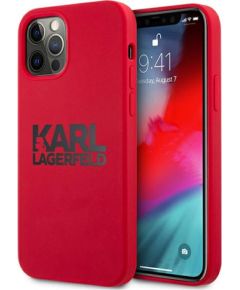 KLHCP12MSLKLRE Karl Lagerfeld Stack Black Logo Silicone Case for iPhone 12|12 Pro 6.1 Red