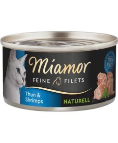 MIAMOR Feine Filets Naturell Tuna with shrimps - wet cat food - 80g