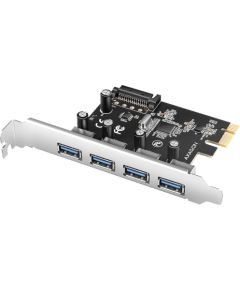 AXAGON PCEU-430RS PCIe card - 4x USB 5Gbps port, SATA power, Renesas PD720201, SP