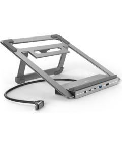 Hama 00200139 Connect2Office Stand, USB-C dock, 12 ports, 100 W, Gray