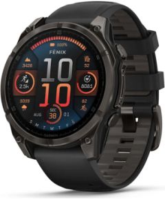 Garmin fēnix® 8 47mm AMOLED Sapphire Carbon grey DLC titanium with Black/pebble grey silicone band