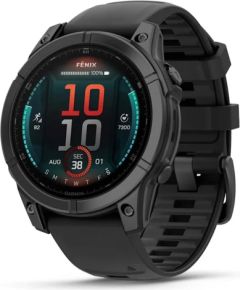 Garmin fēnix® E – 47 mm, AMOLED, Slate grey steel with Black silicone band