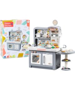 Leantoys Dream Kitchen For Children Lights Sounds Steam Accessories Gray