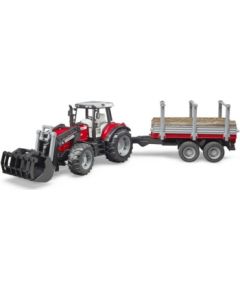 BRUDER Massey Ferguson 7480 with frontloader and timber trailer, 2046