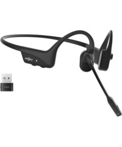 SHOKZ OpenComm2 UC 2025 Upgrade Wireless Bluetooth Bone Conduction Videoconferencing Headset with USB-C Charging Port and USB-C adapter | 16 Hr Talk Time, 29m Wireless Range, 1 Hr Charge Time | Includes Noise Cancelling Boom Mic and Dongle, Black