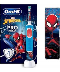 Szczoteczka Braun Oral-B Vitality Pro Kids Spiderman, Child, Rotating-oscillating toothbrush, Daily care, Sensitive, Super sensitive, Blue, Red, 7800 movements per minute, 4 x 30 sec