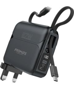 Promate PowerPack-20Pro Ārējas uzlādes baterija 27W / 20000mAh / USB-C PD / Lightning / 220V EU/US/UK