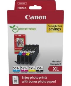 Canon CLI-551XL (6443B008) Ink Cartridge Multipack, C/M/Y/BK