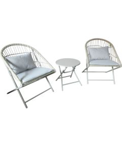 Balcony set YOLANDA 2 chairs and table, light gray