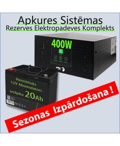 Komplekts Nepārtrauktās barošanas bloks ( Invertors ) apkures sistēmai 400 + 12V 20Ah akumulators