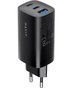 Havit UC20 - GaN 65 W three-port travel charger, black