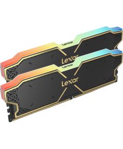 LEXAR 32GB Kit (2x16GB) THOR DDR5 6000 CL38 1.3V Memory with heatsink and RGB lighting, Black Color, Dual pack