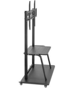 Manhattan TV & Monitor Mount, Trolley Stand, 1 screen, Screen Sizes: 37-100", Black, VESA 200x200 to 800x600mm, Max 150kg, Shelf and Base for Laptop or AV device, Height-adjustable to four levels: 862, 916, 970 and 1024mm, LFD, Lifetime Warranty