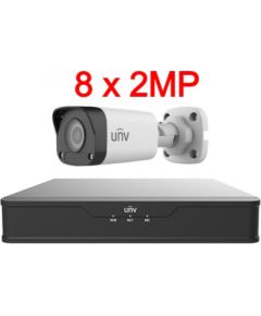 Uniview UNV 2MP IP videonovērošanas komplekts ar PoE (NVR + 8 kameras)