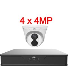 Uniview UNV 4MP IP videonovērošanas komplekts ar PoE (NVR + 4 kameras)