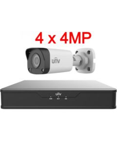 Uniview UNV 4MP IP videonovērošanas komplekts ar PoE (NVR + 4 kameras)