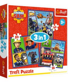 TREFL FIREMAN SAM Pužļu komplekts 3in1 Ugunsdzēsējs Sems