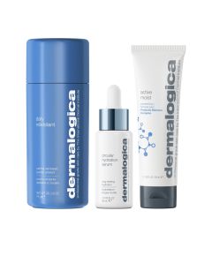 Smooth + Hydrate Set Dermalogica: Daily Milkfoliant, Exfoliating, Exfoliating Powder, 74 g + Active Moist, Prebiotics, Hydrating, Cream, For Face, 50 ml + Circular Hydration, Hyaluronic Acid, Serum, For Face, 30 ml For Women