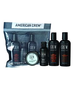 American Crew Essential  Set American Crew: Daily, Hair Conditioner, For Moisturizing, 100 ml + Daily, Hair Shampoo, For Hydration, 100 ml + Fiber, Hair Styling Pomade, For Styling, Strong Hold, 50 ml + Precision, Soothing, Shaving Gel, 50 ml For Men