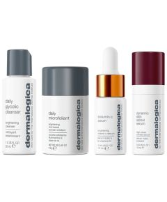 Expertise On The Go Set Dermalogica:  Daily Glycolic, Cleansing, Cleansing Gel, For Face, 30 ml + Daily Microfoliant, Exfoliating, Exfoliating Powder, 13 g + Biolumin-C, Vitamin C, Brightening, Serum, For Face, 10 ml + Dynamic Skin, Retinol, Anti-Wrinkle,