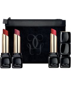 Guerlain Kiss Kiss Tender Matte Lipstick Trio Set 8,4 g 3x2.8gr - #775 Kiss Rouge/#219 Tender Rose/#940 My Rouge/Pouch