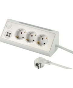 Electraline 62513 Pagarinātājs 3p 2xUSB Ligzdas 1.5m