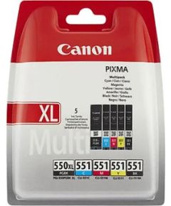 Canon PGI-550XL PGBK/CLI-551 (6431B009) Ink Cartridge Multipack, PGBK/C/M/Y/BK