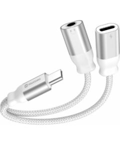 Swissten Textile USB-C / USB-C / Aux 3.5mm Charging Audio Adapteris 0.12m