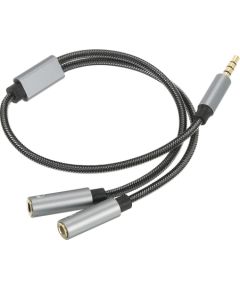 RoGer SP35Y Аудио адаптер  / делитель 2x 3.5mm stereo + microphone / 4 pin