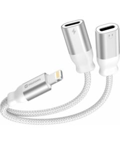 Swissten Textile Lightning Audio Charging Адаптер 2x Lightning 0.12m