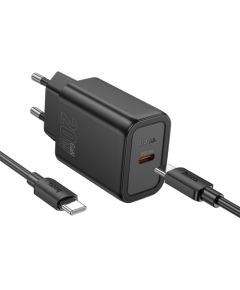 Сетевая зарядка Hoco N60 20W GaN USB-C + USB-C to USB-C cable 1.0m черная