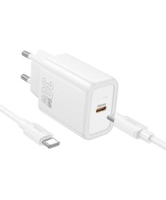 Сетевая зарядка Hoco N62 30W GaN USB-C + USB-C to USB-C cable 1.0m белая