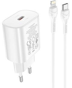 Сетевая зарядка Hoco N22 25W USB-C + USB-C to Lightning cable 1.0m белая