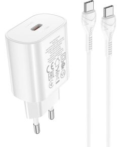 Сетевая зарядка Hoco N22 25W USB-C + USB-C to USB-C cable 1.0m белая