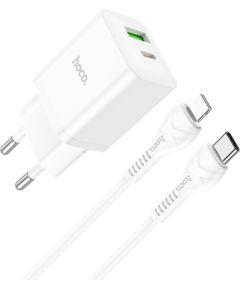 Сетевая зарядка Hoco N28 20W USB-C/USB-A + USB-C to Lightning cable 1.0m белая