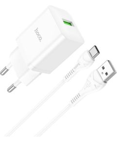 Charger Hoco N26 18W USB-A + USB-A to USB-C cable 1.0m white