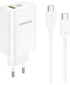 Сетевая зарядка Borofone BN10 65W GaN USB-C/USB-A + USB-C to USB-C cable 1.0m белая